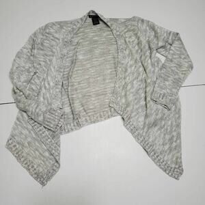 Blush & Bloom Jacket Girl 12 Cardigan Sweater Gray Heathered Ribbed Open Front L